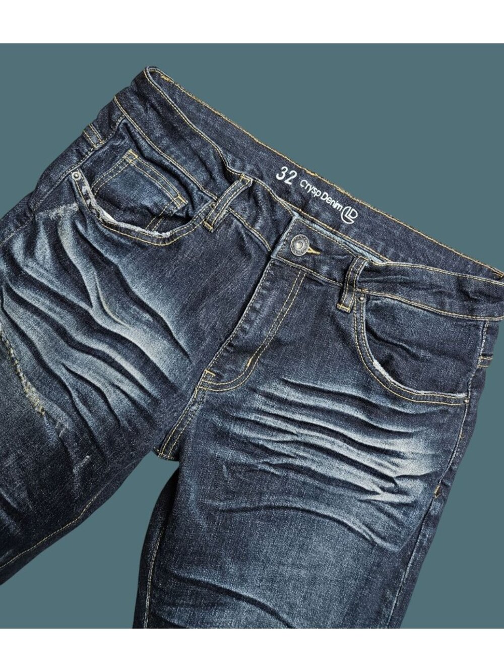 Crysp Denim Whiskering Stretchy Lightly Distressed Streetwear Jeans Men Size 32